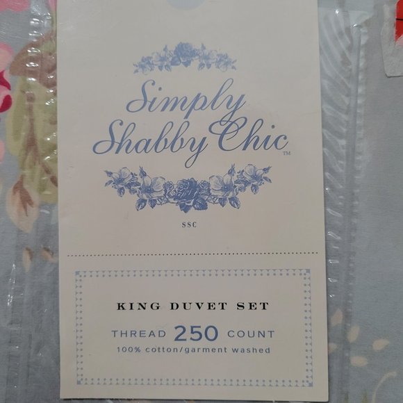 Simply Shabby Chic by Rachel Ashwell Belle Hydrangea Rose KING Duvet Set NEW - Picture 3 of 7